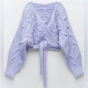 Zara Lilac Knit Chunky Sweater Cardigan